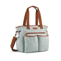 stripe tote diaper bag baby nappy shoulder bag mommy weekender bag with changing pad