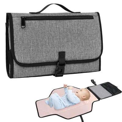 waterproof baby changing mat infant portable changing pad with head cushion gray